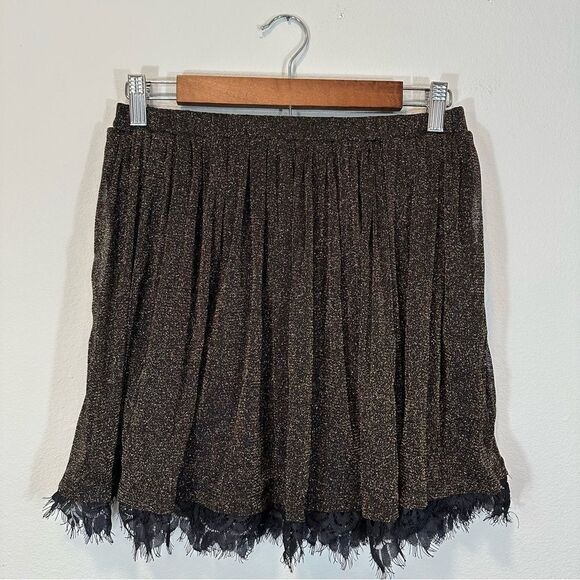 NWT Live to be Spoiled Skirt Black Metallic Gold Lace Trim, Size M - Picture 1 of 7